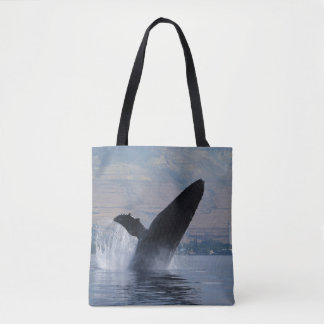 humpback whale breaching tote bag