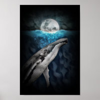Humpback Whale By Moonlight