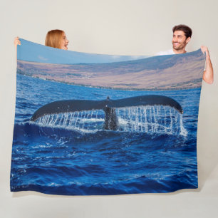 HUMPBACK WHALE DIVING FLEECE BLANKET