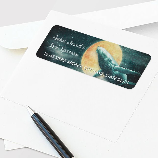 Humpback Whale Flying to The Moon Address Labels (Creator Uploaded)