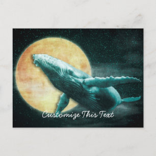 Humpback Whale Flying to The Moon Post Cards