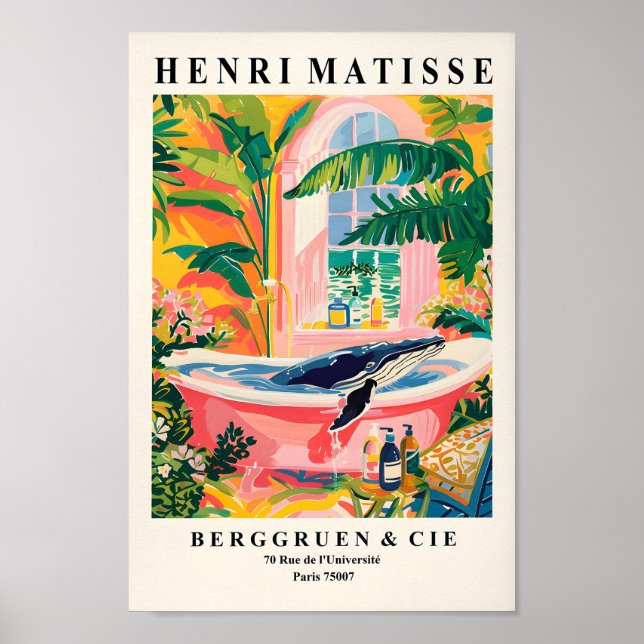 Humpback Whale In Bathtub Poster, Beachy Dopamine  Poster (Front)