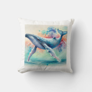 Humpback Whale Majesty 170924AREF119 - Watercolor Cushion