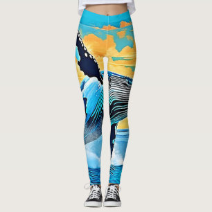 Humpback Whale Ocean Freedom Jump Design Leggings