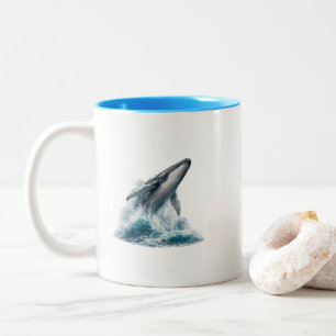 Humpback Whale Ocean Waves Watercolor Coffee Mug