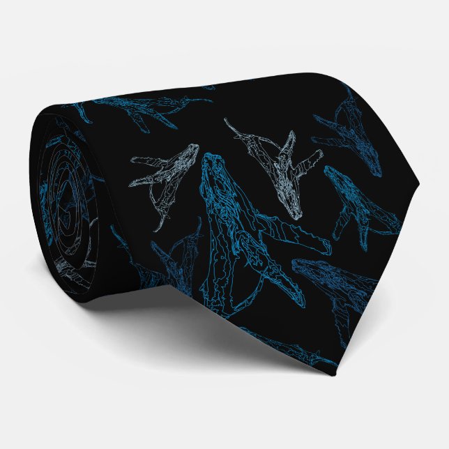 Humpback whale patterned tie (Rolled)