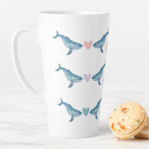 Humpback whale rainbow hearts 17oz Latte Mug