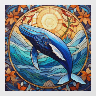 Humpback whale stained glass art