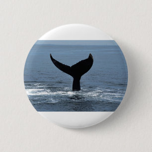 Humpback whale tail 6 cm round badge