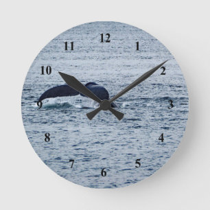 Humpback Whale Tail Alaska Photo Round Clock
