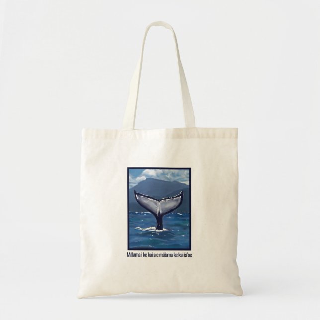 Humpback Whale Tail Hawaiian Quote Tote Bag (Front)