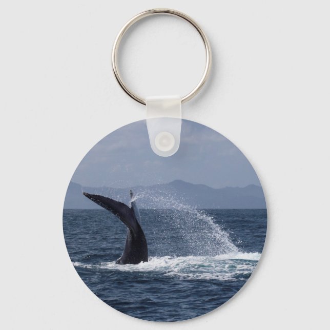 Humpback Whale Tail Splash Key Ring (Front)