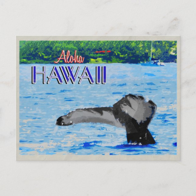 Humpback Whale TailHawaii Vintage Travel Poster Postcard (Front)
