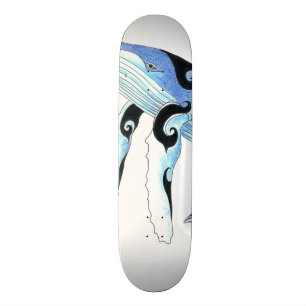 Humpback Whale Tribal Spirit Blue Art Skateboard