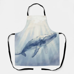 Humpback Whale Watercolor Ocean Apron