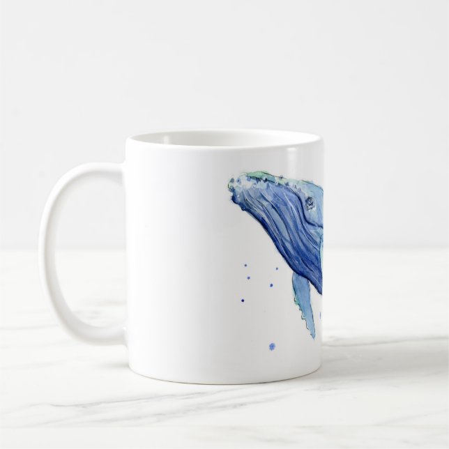 Humpback Whale Watercolor Painting Ceramic Mug (Left)