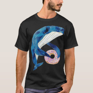 Humpback whale with dohnut watercolor T-Shirt