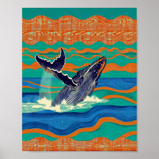Humpback Whale Woodblock Print