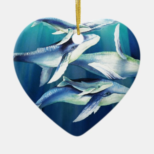 Humpback Whales Ceramic Tree Decoration (Front)