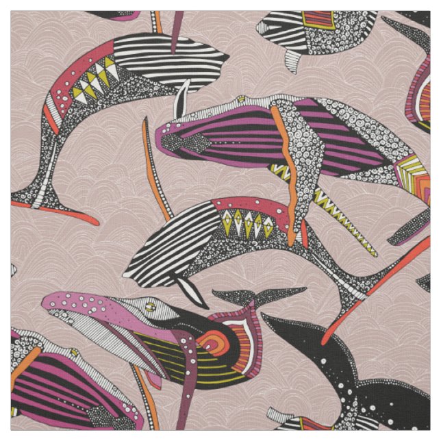 humpback whales clay fabric (Swatch)
