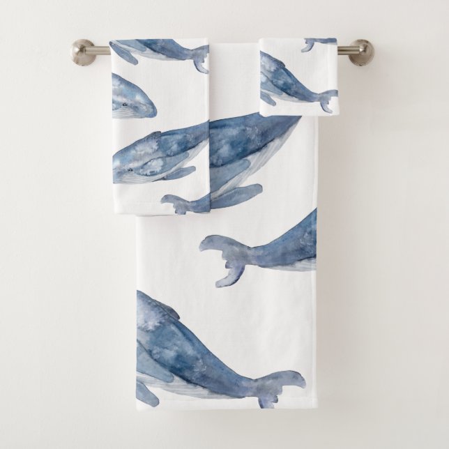 Humpback Whales in Watercolor Bath Towel Set (Insitu)