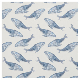 Humpback Whales in Watercolor Fabric