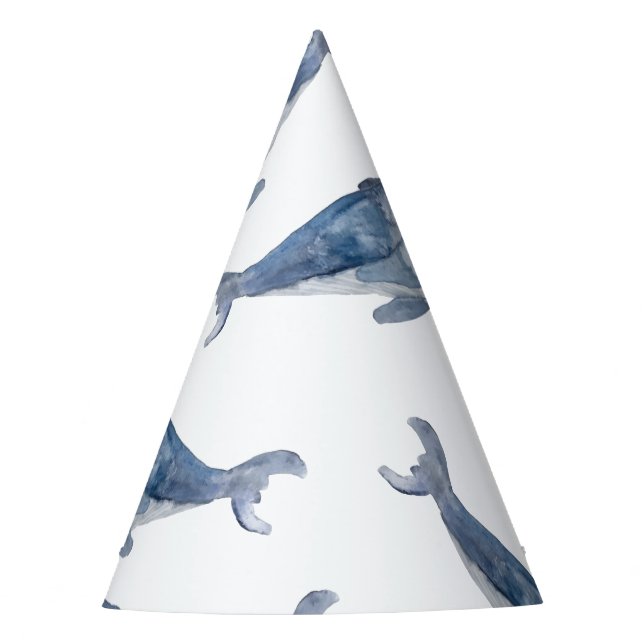Humpback Whales in Watercolor Party Hat (Front)