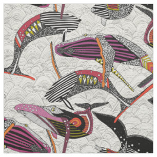 humpback whales natural fabric