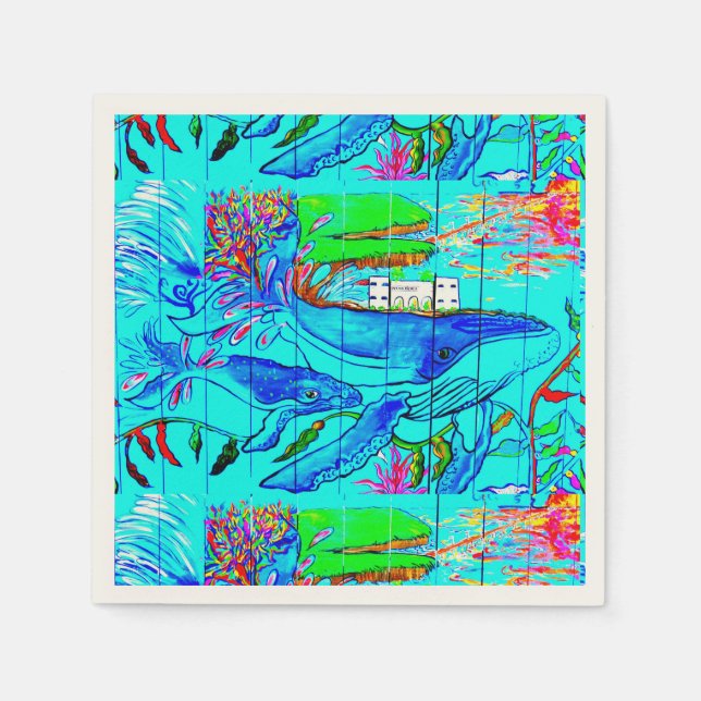 humpback whales underwater paper napkins (Front)