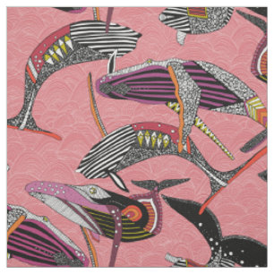 humpback whales watermelon fabric