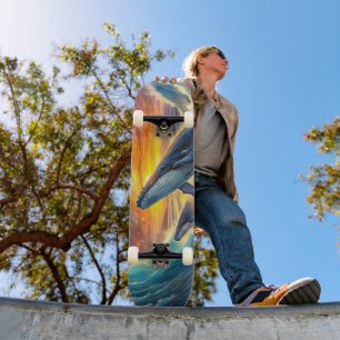 Humpbacks In Space Design by Rich AMeN Gill Skateboard