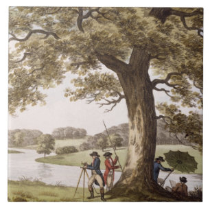Humphrey Repton surveying with a Theodolite (colou Ceramic Tile