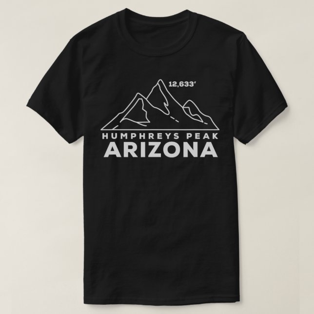 Humphreys Peak Arizona Climbing Hiking Summit Elev T-Shirt (Design Front)