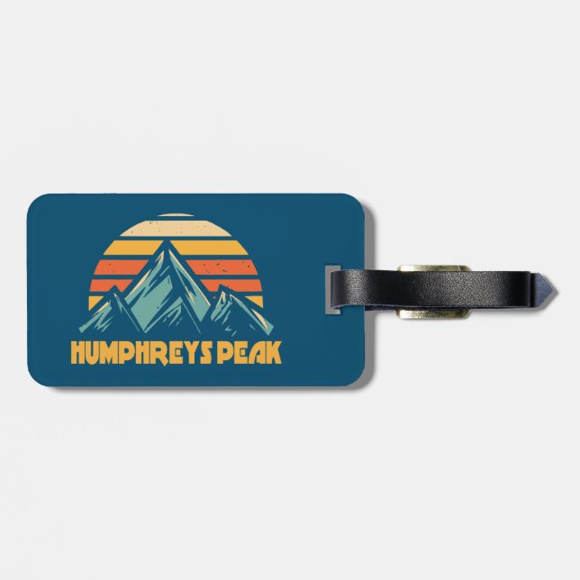 Humphreys Peak Arizona Retro Turquoise Luggage Tag (Back Horizontal)