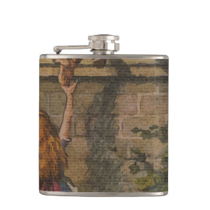 Humpty Dumpty & Alice Vintage Book Illustration Hip Flask