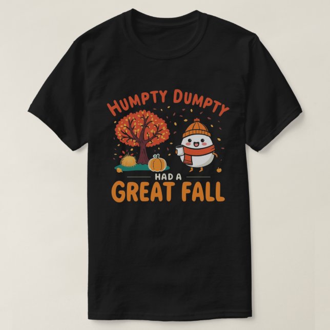 Humpty Dumpty Autumn Fun Cartoon Cosy Fall Design T-Shirt (Design Front)