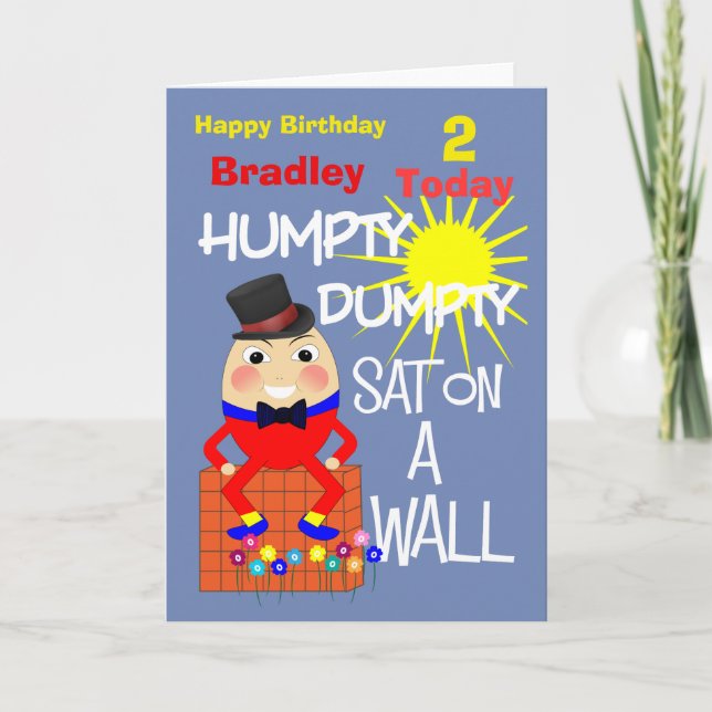 Humpty Dumpty Cute Personalised Kids Birthday Card (Front)
