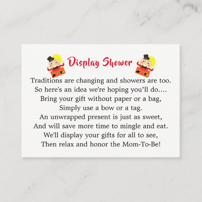 Humpty Dumpty Nursery Rhyme  Baby Shower Display Enclosure Card (Front)
