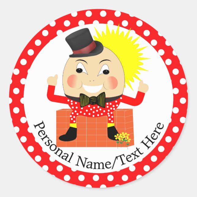 Humpty Dumpty Nursery Rhyme Cute Personalised Classic Round Sticker (Front)