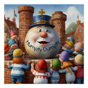 Humpty Dumpty nursery rhyme watercolor on Poster