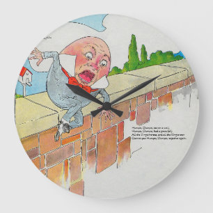Humpty Dumpty on Wall Mother Goose Nursery Rhyme Large Clock