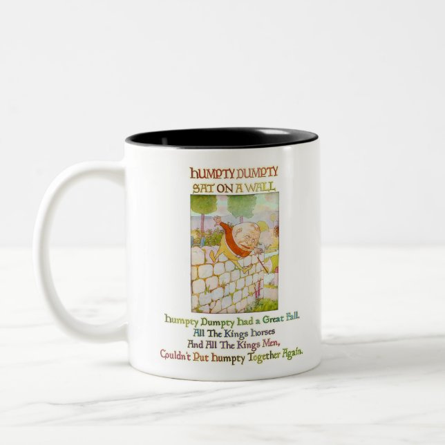Humpty Dumpty Sat On A Wall Two-Tone Coffee Mug (Left)