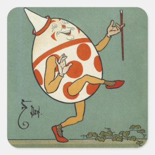 Humpty Dumpty, Vintage Mother Goose Nursery Rhyme Square Sticker