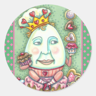 HUMPTY KING OF HEARTS AND CONFECTIONS, VALENTINE CLASSIC ROUND STICKER