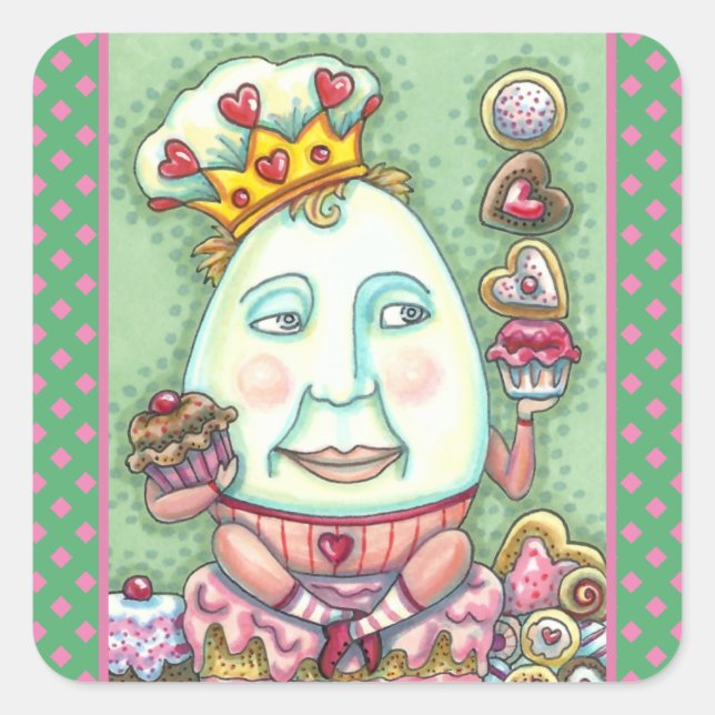 HUMPTY KING OF HEARTS AND CONFECTIONS, VALENTINE SQUARE STICKER (Front)