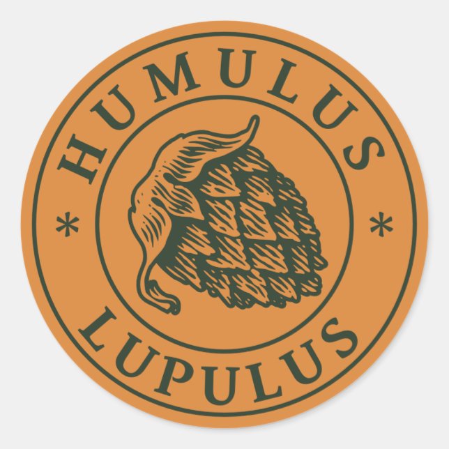Humulus lupulus hop for craft beer classic round sticker (Front)