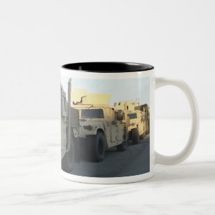 Humvees sit on the pier at Morehead City Two-Tone Coffee Mug