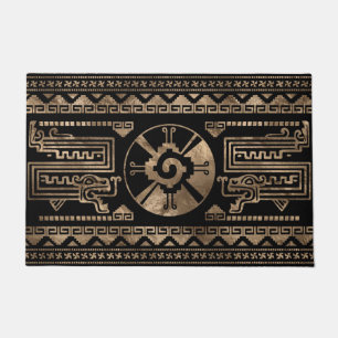 Hunab Ku Gold on black Doormat