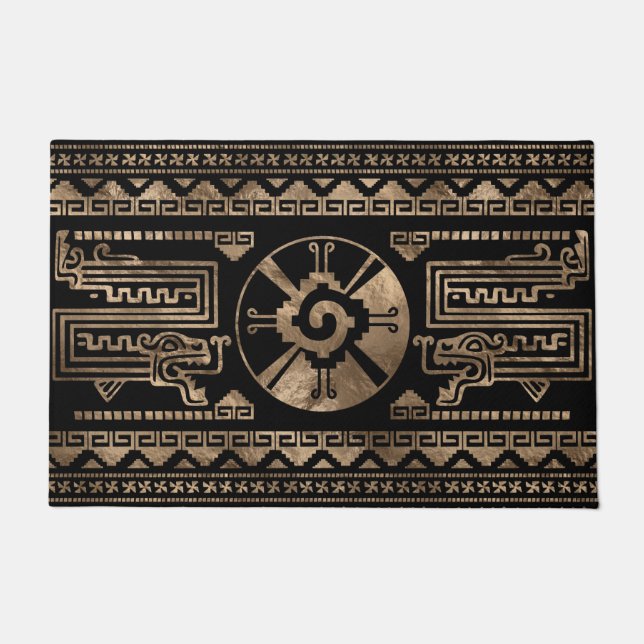 Hunab Ku Gold on black Doormat (Front)
