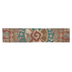 Hunab Ku Gold Red and Teal Short Table Runner